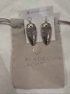 Kendra Scott Gold and Silver Filigree Arrowhead Drop Earrings
